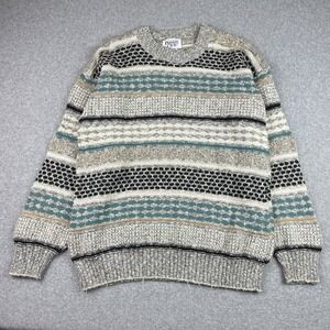 Vintage Private Club Sweater Men's Large Cotton Knit Crewneck Geometric USA Made